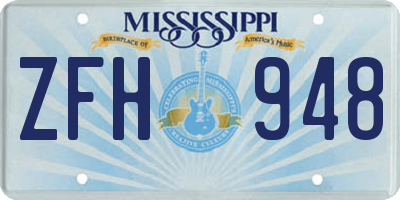 MS license plate ZFH948