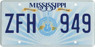 MS license plate ZFH949
