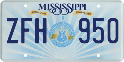 MS license plate ZFH950