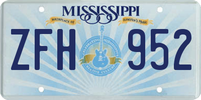 MS license plate ZFH952