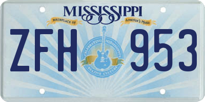 MS license plate ZFH953