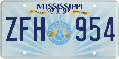 MS license plate ZFH954