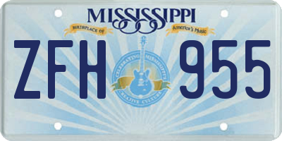 MS license plate ZFH955