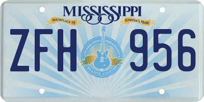 MS license plate ZFH956