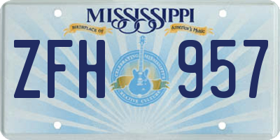 MS license plate ZFH957