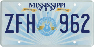 MS license plate ZFH962