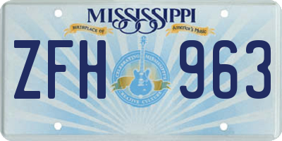 MS license plate ZFH963