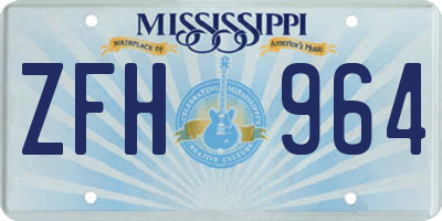 MS license plate ZFH964