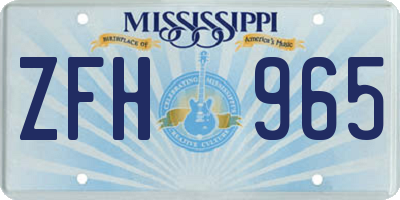 MS license plate ZFH965