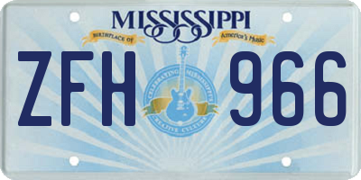 MS license plate ZFH966