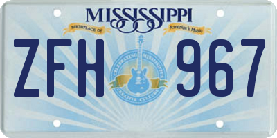 MS license plate ZFH967