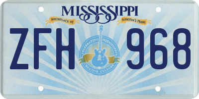 MS license plate ZFH968