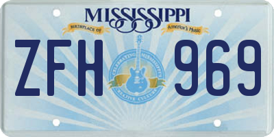 MS license plate ZFH969