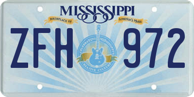 MS license plate ZFH972