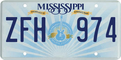 MS license plate ZFH974