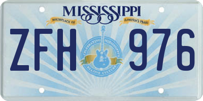 MS license plate ZFH976