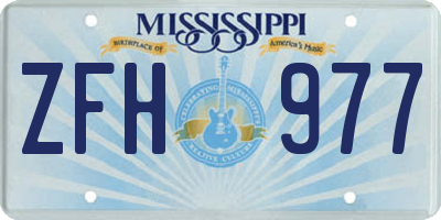 MS license plate ZFH977