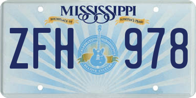 MS license plate ZFH978