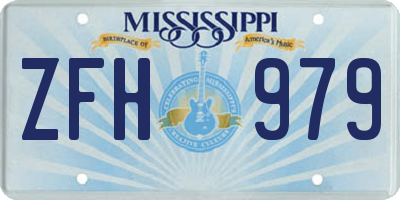 MS license plate ZFH979