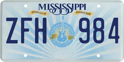 MS license plate ZFH984