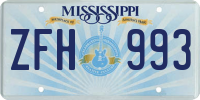 MS license plate ZFH993