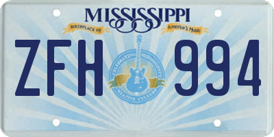 MS license plate ZFH994