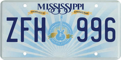 MS license plate ZFH996