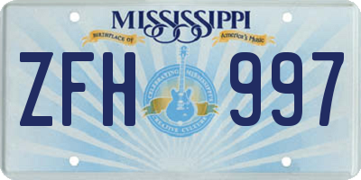 MS license plate ZFH997