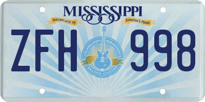 MS license plate ZFH998