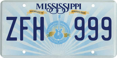 MS license plate ZFH999