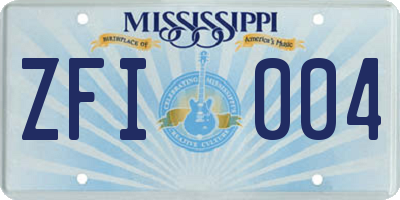 MS license plate ZFI004