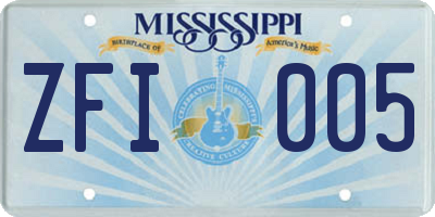 MS license plate ZFI005