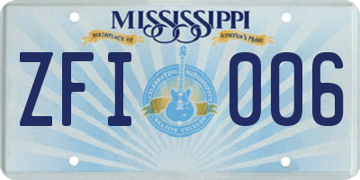 MS license plate ZFI006