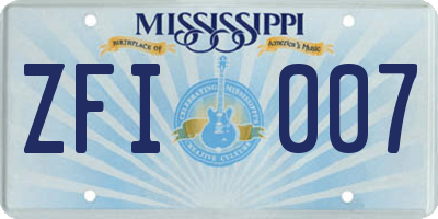 MS license plate ZFI007