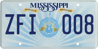 MS license plate ZFI008