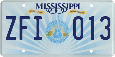MS license plate ZFI013