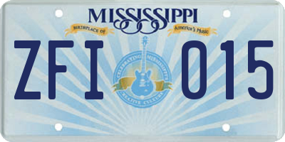 MS license plate ZFI015