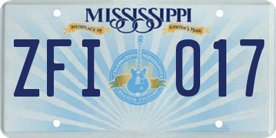 MS license plate ZFI017