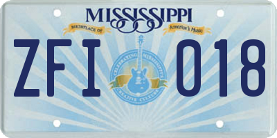 MS license plate ZFI018