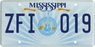 MS license plate ZFI019