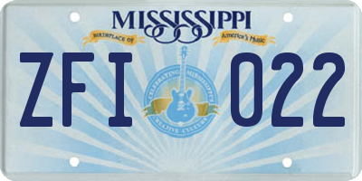 MS license plate ZFI022
