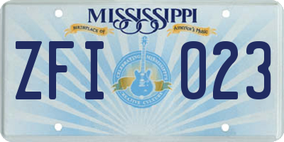MS license plate ZFI023