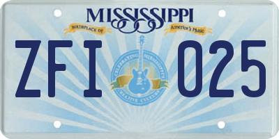 MS license plate ZFI025
