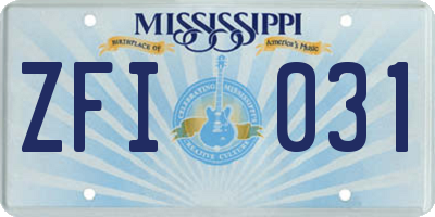 MS license plate ZFI031