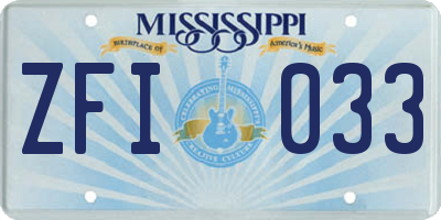 MS license plate ZFI033