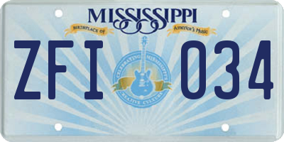 MS license plate ZFI034