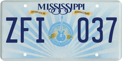 MS license plate ZFI037