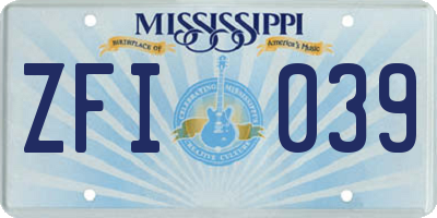 MS license plate ZFI039