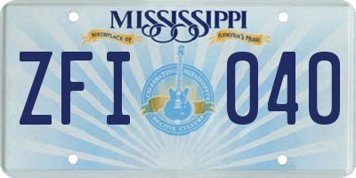 MS license plate ZFI040