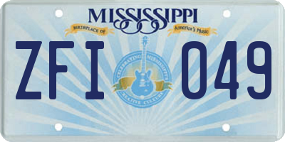 MS license plate ZFI049